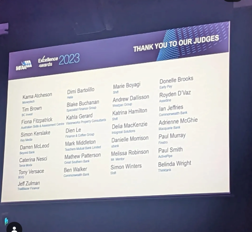 MFAA Excellence Awards 2023 judges list showing Kama Atcheson